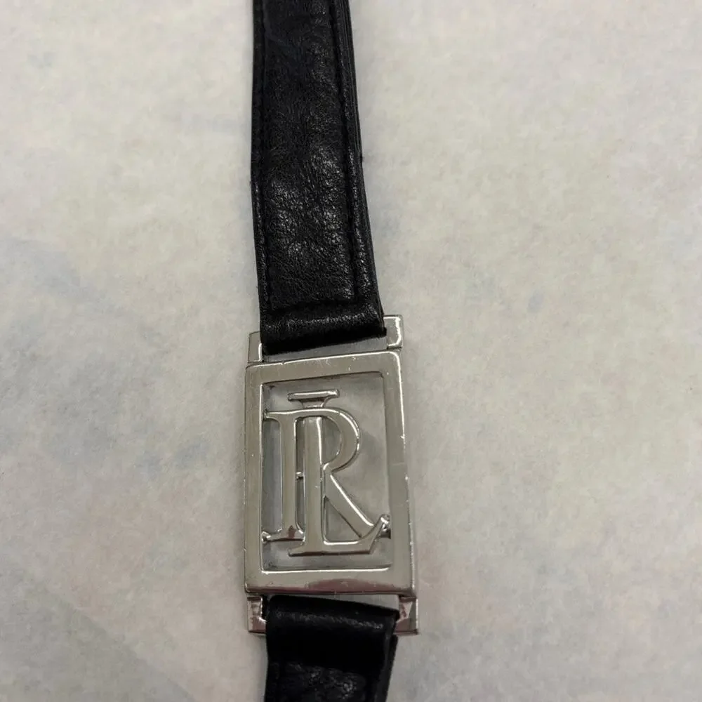 Vintage Ralph Lauren Leather Small Crossbody Bag RL Logo Black 90s Duel Zip Top